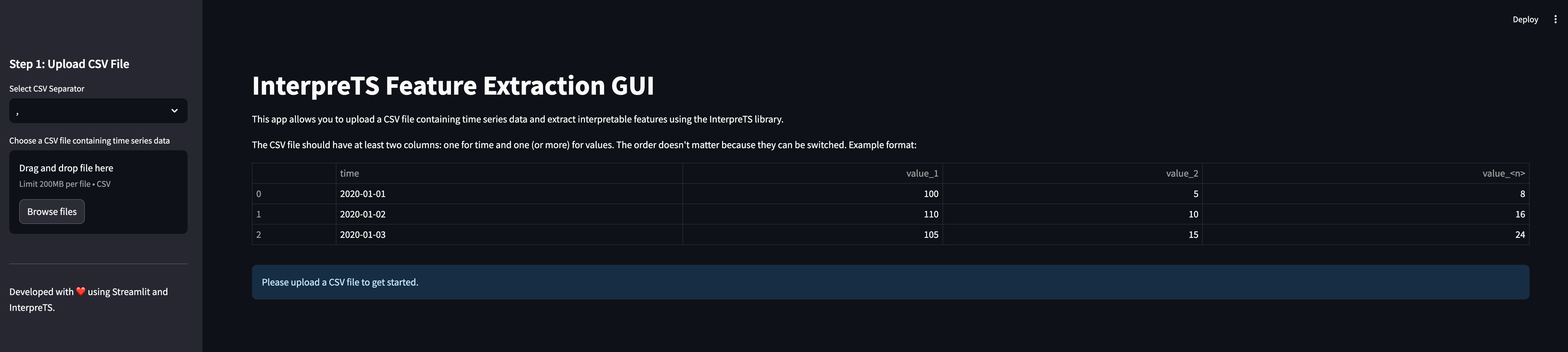 Overview of the main interface